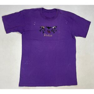 VINTAGE Dallas Cowboy Embroidered T-shirt Men Large Purple 90s Single Stitch